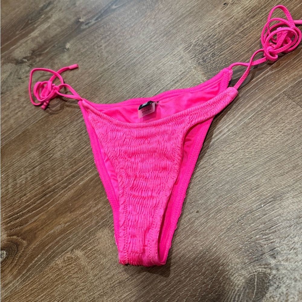 TRIANGL Swimwear Neon Pink Cheeky Tie Bikini Bottom - Small